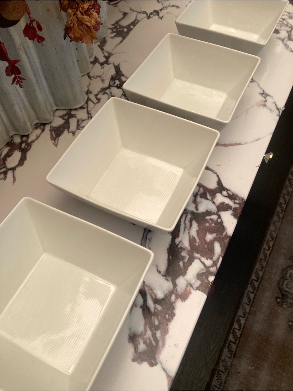 LOFT Rosenthal soup cereal square bowls Set of 3 plus free damaged 1